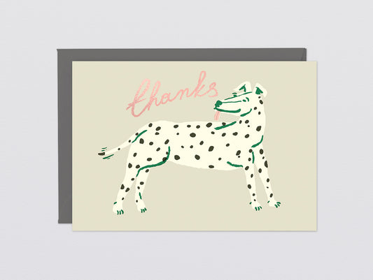 'Thanks Dog' Foiled Greetings Card by Wrap Stationery