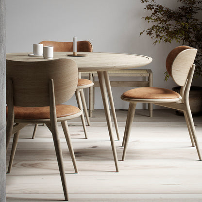 The Dining Chair by Mater - Matt Lacquered Oak Base / Natural Tanned Leather Seat