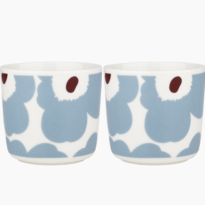 Bluegray Unikko Coffee Cup Without Handle - Set of 2 by Marimekko