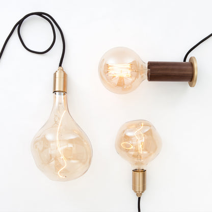 Brass Pendant and Walnut Touch Lamp by Tala