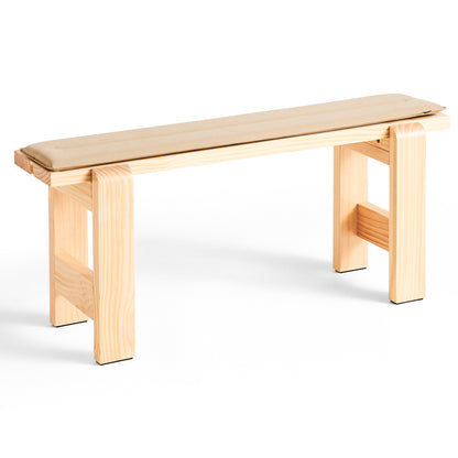 Weekday Bench with Cushion by HAY - Length: 111 cm / Lacquered Pinewood with Beige Cushion