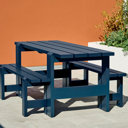 Weekday Bench by HAY - Length: 140 cm / Steel Blue Lacquered Pinewood