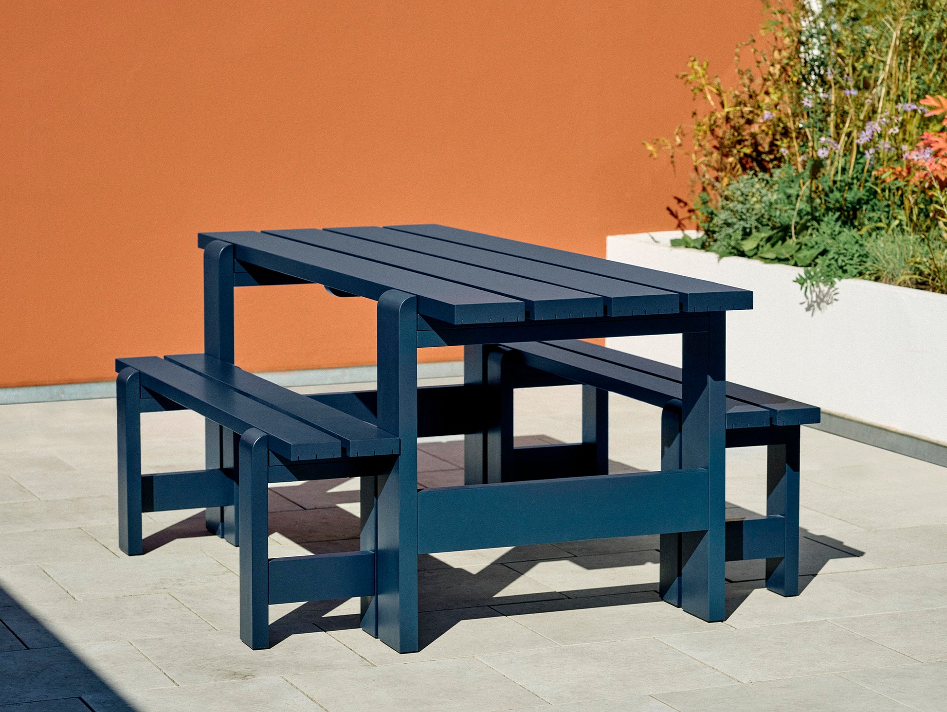 Weekday Bench by HAY - Length: 140 cm / Steel Blue Lacquered Pinewood