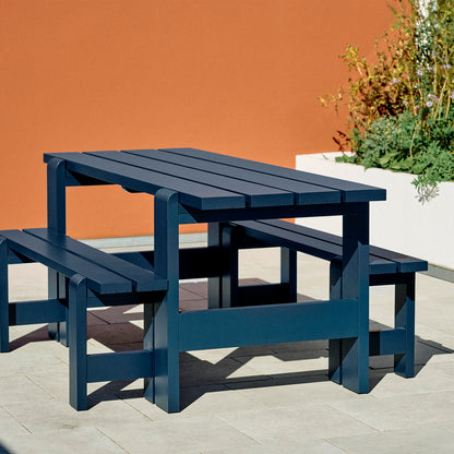 Weekday Table by HAY - Length: 180 cm / Steel Blue Lacquered Pinewood