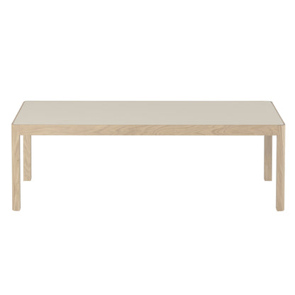 Workshop Coffee Table by Muuto - 120 x 43 cm / Warm Grey Linoleum Top with Lacquered Oak Base