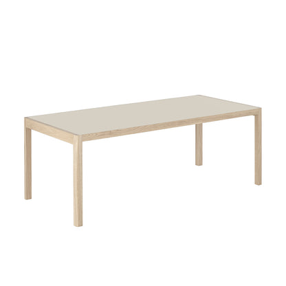Workshop Table by Muuto - 200 x 92 cm / Warm Grey Linoleum Top with Lacquered Oak Base