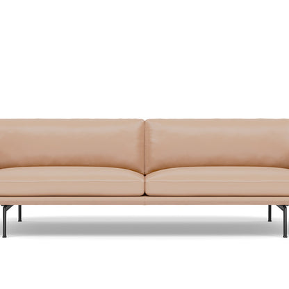 Muuto Outline 3 Seater Sofa - Black Aluminium Base /  beige silk leather