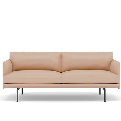 Muuto Outline 2 Seater Sofa - Black Base / beige silk leather