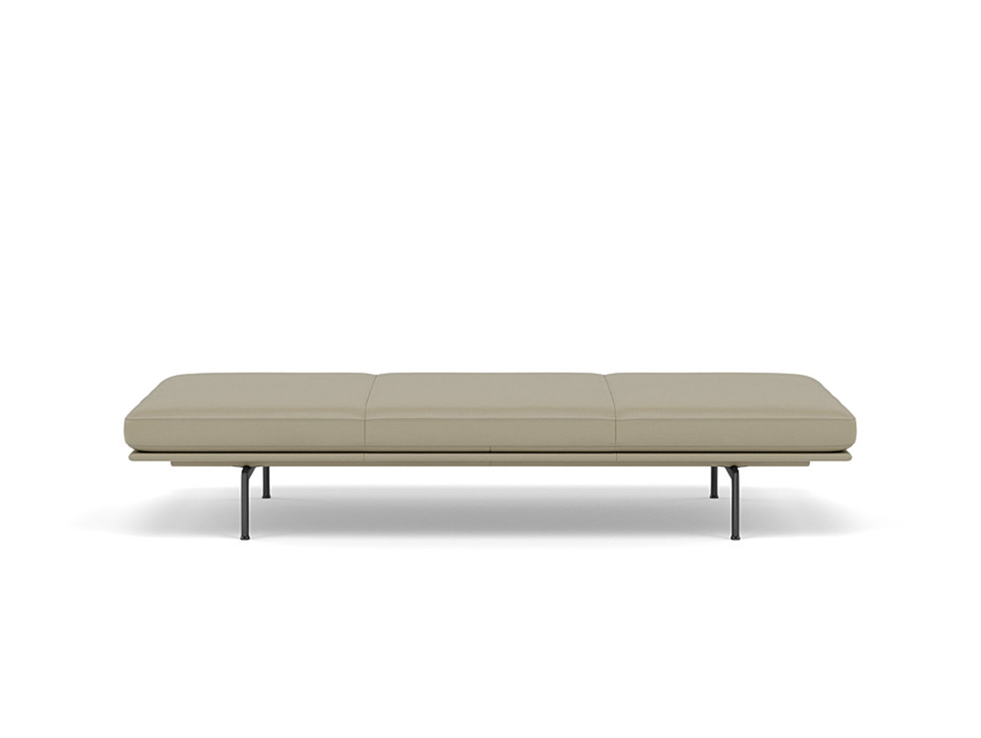 Outline Daybed - Black Aluminium Base / stone silk leather