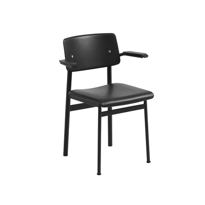 Loft Chair with Armrest Upholstered by Muuto - Black Frame / Black Oak / Black Refine Leather