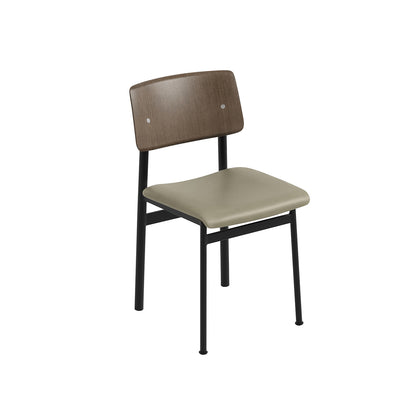 Loft Chair Upholstered by Muuto - Black Frame / Dark Brown Oak / Stone Refine Leather
