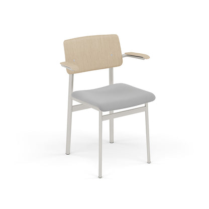 Loft Chair with Armrest Upholstered by Muuto - Grey Frame / Oak / Steelcut 140