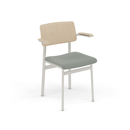 Loft Chair with Armrest Upholstered by Muuto - Grey Frame / Oak / Steelcut 160