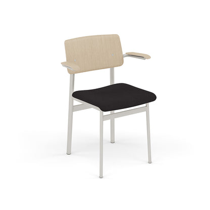 Loft Chair with Armrest Upholstered by Muuto - Grey Frame / Oak / Steelcut 190