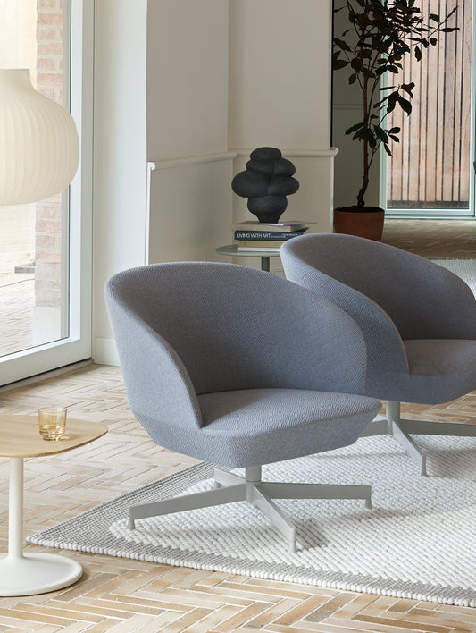 Oslo Lounge Chair - Swivel Base by Muuto - Grey Metal Base / Colline 737