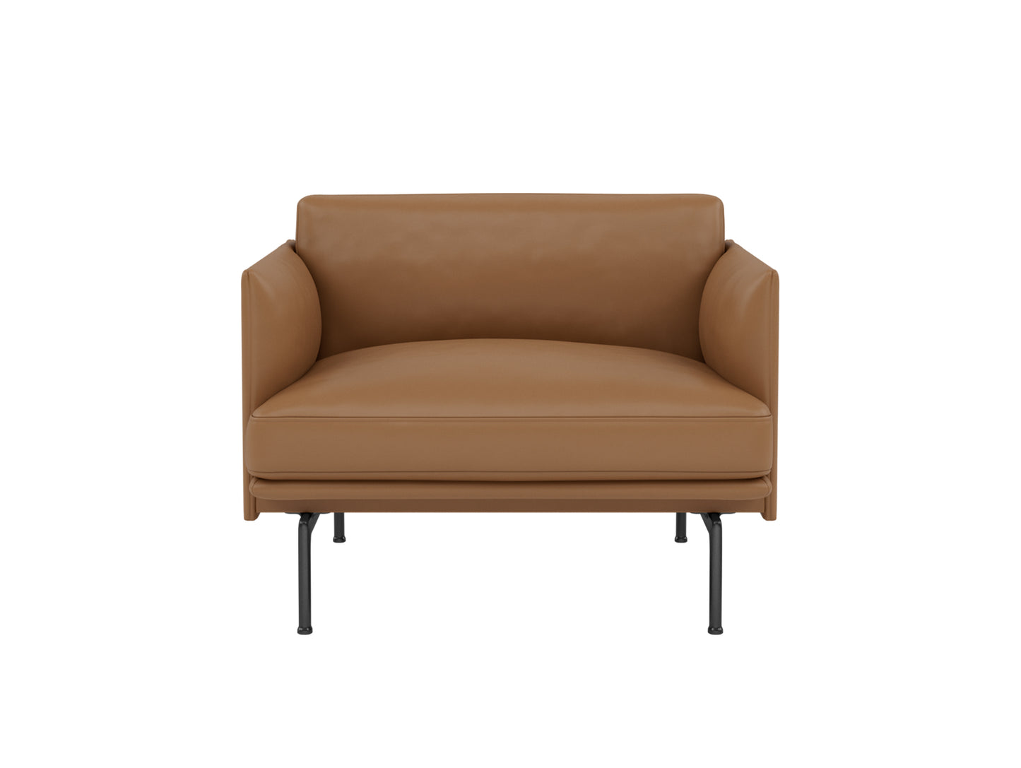 Outline Chair by Muuto - Black Painted Aluminium / Cognac Refine Leather
