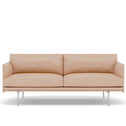 Muuto Outline 2 Seater Sofa - Polished Aluminium Base / beige leather