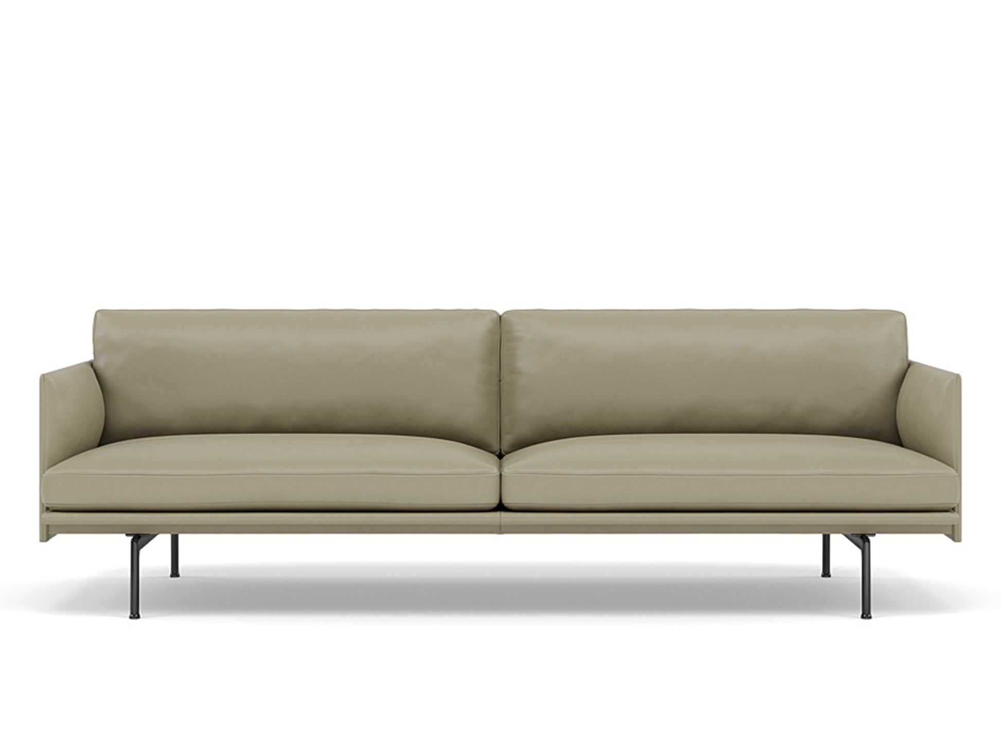 Muuto Outline 3 Seater Sofa - Black Aluminium Base / stone silk leather