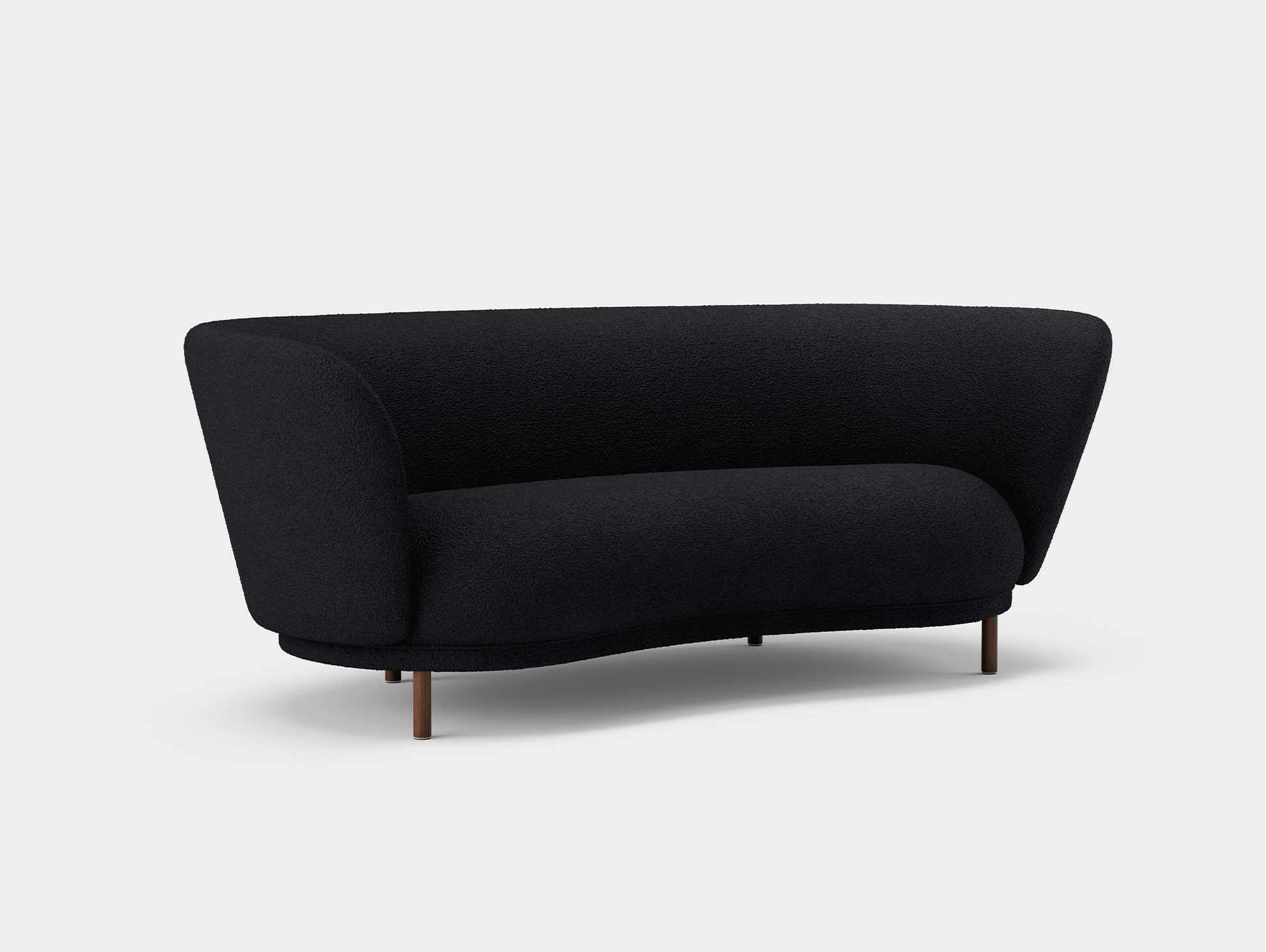 Dandy 2-Seater Sofa by Massproductions - Storr Coal 0157 / Walnut Stained Beech Legs